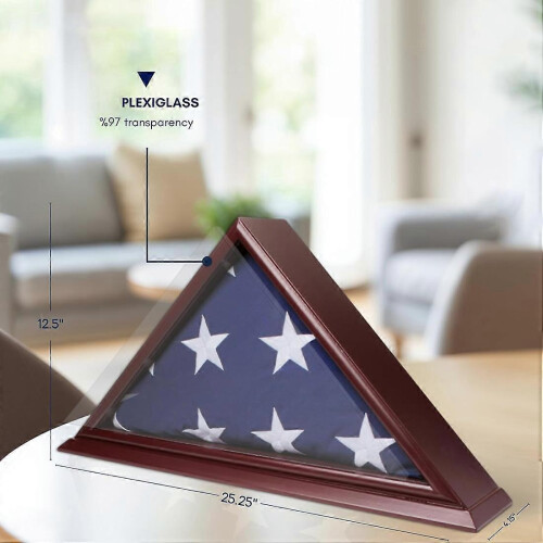 Solid Wood Flag Display Case, Freestanding or Wall Mount Flag Holder 1