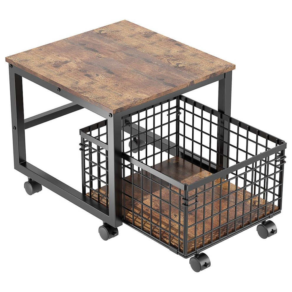 Cachpib Movable Mini Fridge Stand With Drawer Basket Portable Refriger