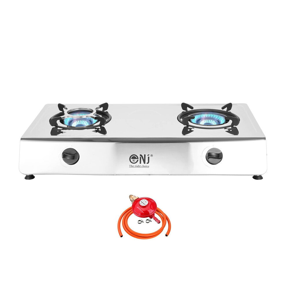 Nj The Right Choice Nj-200 Camping Gas Stove - 2 Burner Portable Gas Hob Cooker Stainless