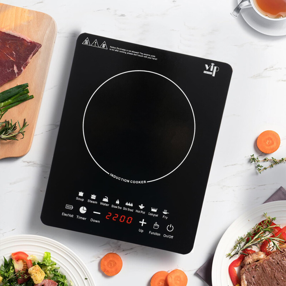 Pudlor Portable Induction, 2200W Single Induction Hob Touch 8-Speed An