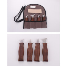 (Walnut bevel carving knife 7-piece set) Wood Carving Tools Set 7Pcs Walnut Skew Chisel Set Stainless Blades Canvas Bag Pack for Wood Carving Craft