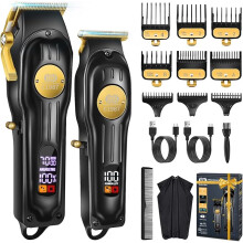 Mens Hair Clippers and Trimmers Set, Professional Cordless Barber Clippers for Hair Cutting Kit (Rechargeable USB Adjustable Beard & Hair Trimmer