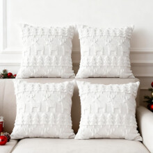 Pack de 4 fundas navideñas para cojines de terciopelo de 40x40 cm — decoracion salon invierno, cojines decorativos rojos