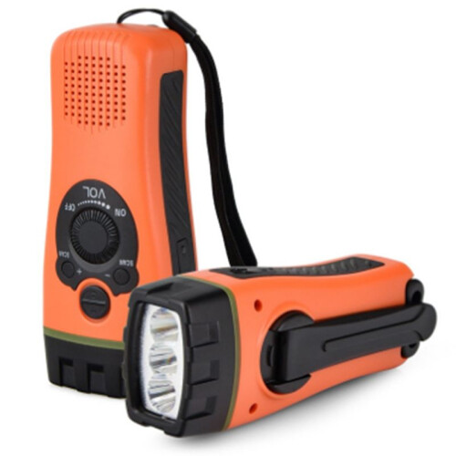 3 in 1 Emergency Flashlight Hand Crank Powered FM Radio LED Flashlight for Cellphone 2