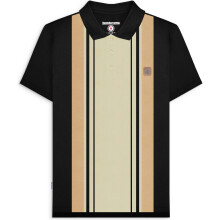 (L, Black/Nomad) Lambretta Mens Classic Polo Short Sleeve Polo Shirt