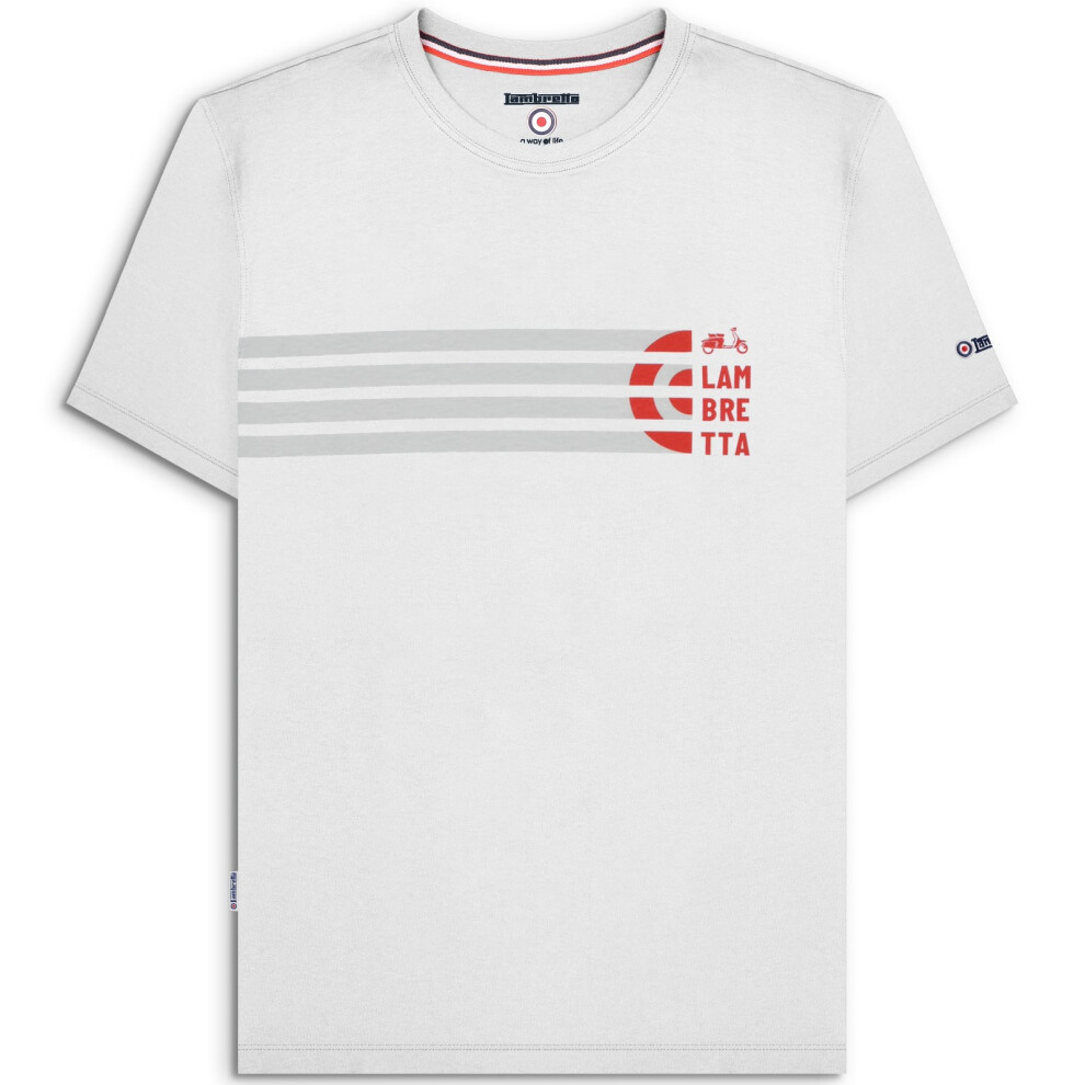Lambretta (2Xl, White) Mens Scooter Stripe Short Sleeve T-Shirt