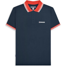 (L, Navy/Red) Lambretta Mens Contrast Tip Short Sleeve Polo Shirt