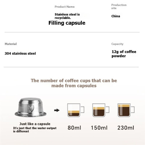 Cápsulas de Café Expresso Reutilizáveis para  Vertuo /Next/ com Compactador de Pó, Colher e Escova, 230ml 2