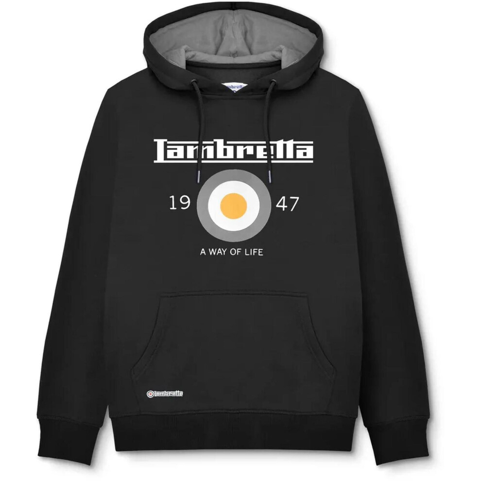 Lambretta (L, Black) Mens Target Pullover Hooded Sweatshirt Hoodie