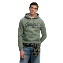 (M, Thyme Green Marl) Superdry Mens Vintage Logo Heritage Relaxed Hoodie