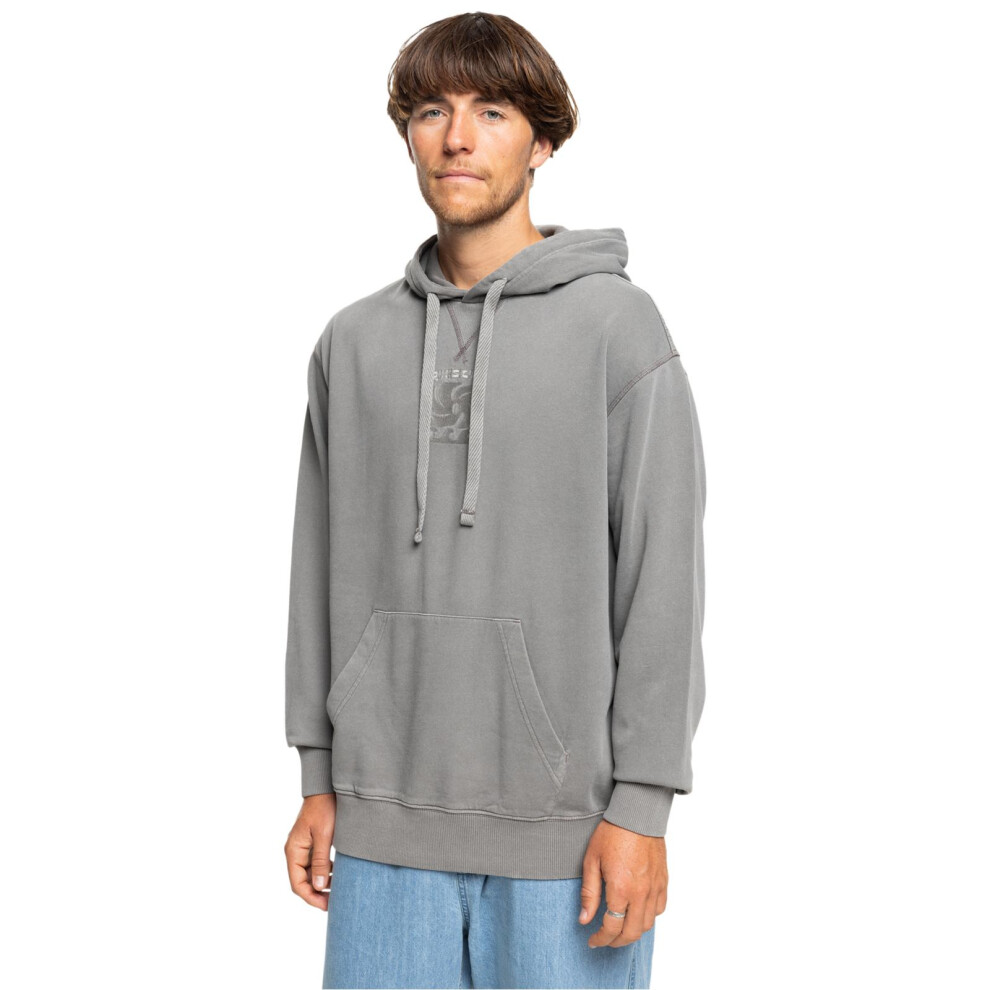 Quiksilver (L, Canteen) Mens Garment Dye Pullover Sweatshirt Hoodie Jumper Sweatshirt