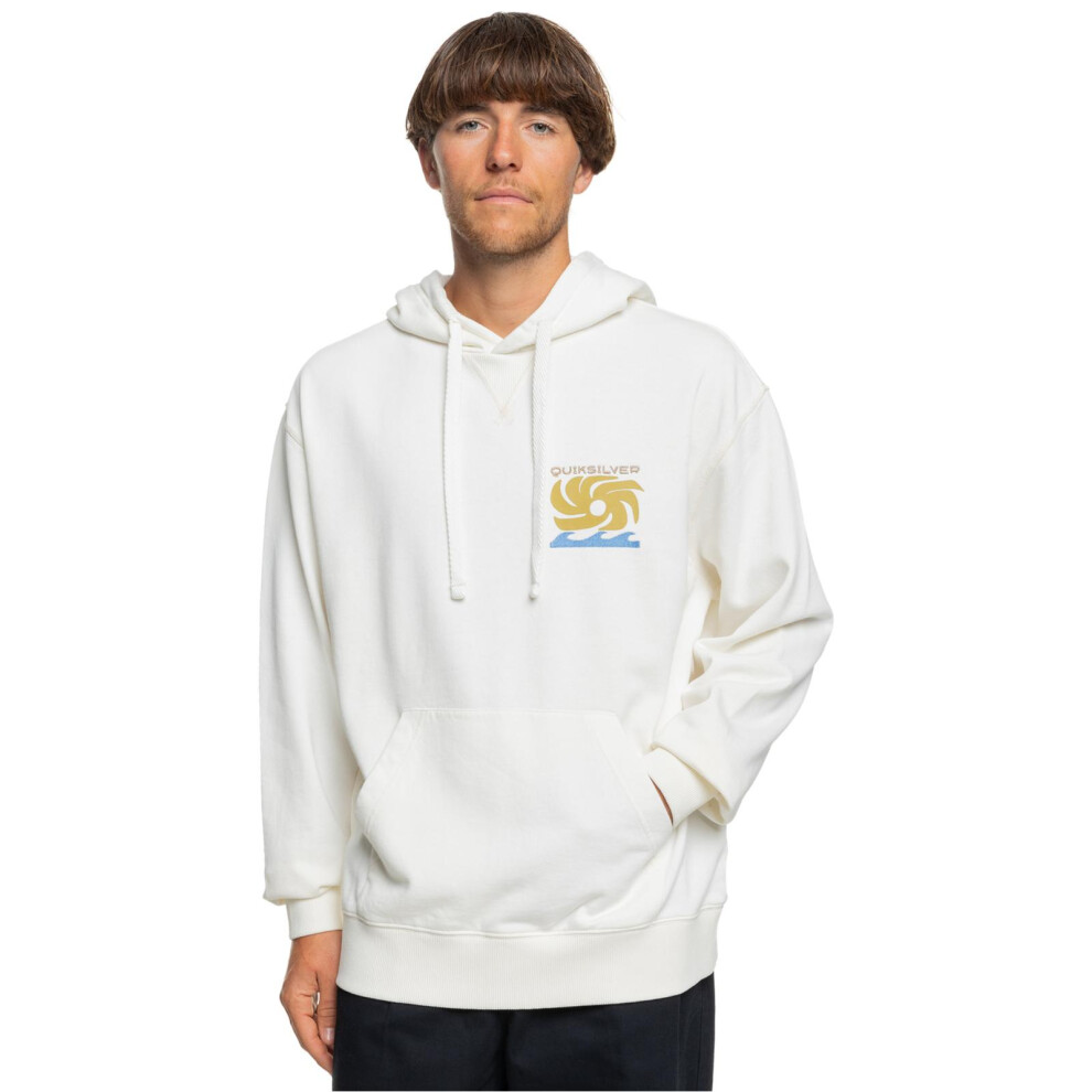 Quiksilver (M, Birch) Mens Garment Dye Pullover Sweatshirt Hoodie Jumper Sweatshirt