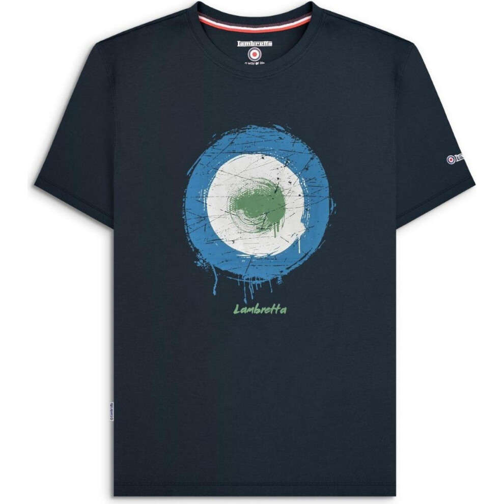 Lambretta (M, Navy) Mens Target Spray Short Sleeve T-Shirt