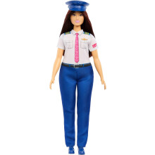 Barbie Careers Pilot Fashion Doll Wearing Removable Look with Flight Uniform & Shoes, Plus Hat Accessory