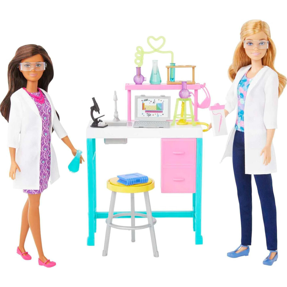 Barbie Science Lab Playset With 2 Dolls, Lab Bench And 10+ Accessories