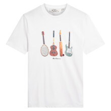 (2XL, White) Ben Sherman Mens Jumble Guitars Big & Tall Short Sleeve T-Shirt