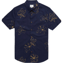 (3XL, Marine) Ben Sherman Mens Linear Floral Big & Tall Short Sleeve Shirt