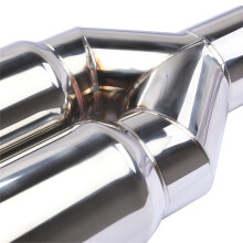 Universal 63mm Inlet 76mm Outlet Double Cylinder Stainless Steel Exhaust Tailpipe Muffler for Car Exhaust System