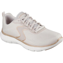 (4 UK, Natural / Gold) Skechers Womens Flex Appeal Luxe Glow Trainers