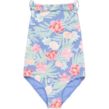(7 Yrs, Grapemist Tropical) Roxy Kids Tropical Story Onesie Short Sleeve Rash Vest