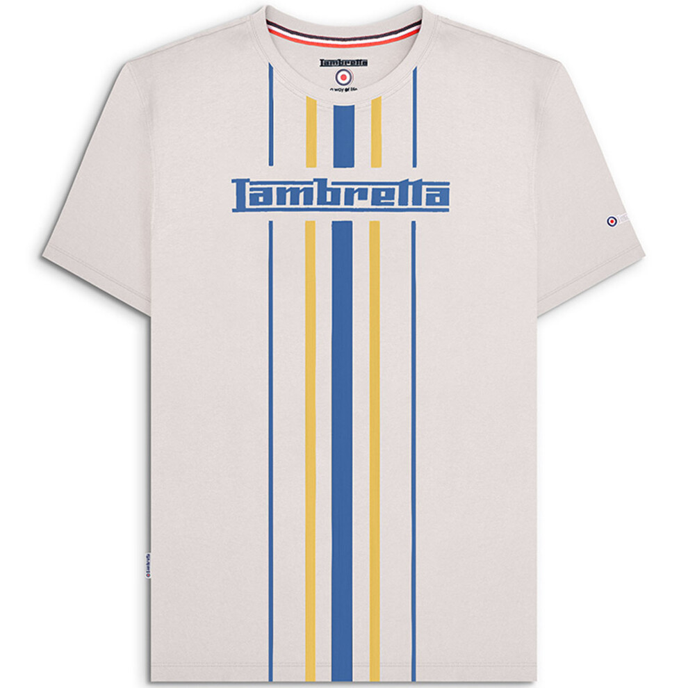 Lambretta (3Xl, White) Mens Vertical Stripe Crew Neck Short Sleeve T-Shirt Tee Top