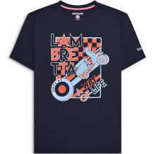 (S, Navy) Lambretta Mens Cover Short Sleeve Crew Neck Cotton T-Shirt Top Tee