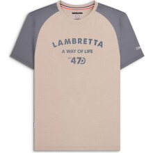 (S, Stone) Lambretta Mens Raglan 47 Short Sleeve T-Shirt
