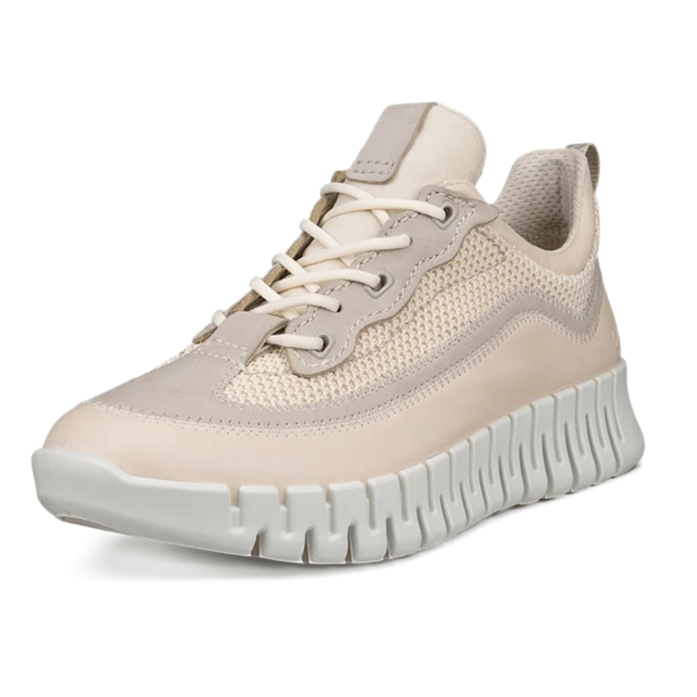 Ecco (6.5-7 Uk (40Eu), Limestone/Gravel) Womens Gruuv Leather & Textile Trainers