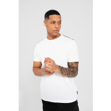 (S, White) Bench Mens Duke Crew Neck Short Sleeve Check Detail T Shirt Tee Top