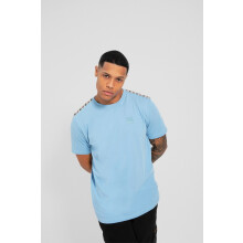 (S, Sky) Bench Mens Duke Crew Neck Short Sleeve Check Detail T Shirt Tee Top