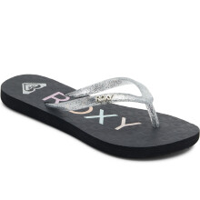 (10K UK, Black) Roxy Girls Viva Sparkle Glitter Summer Beach Holiday Sandals Flip Flops