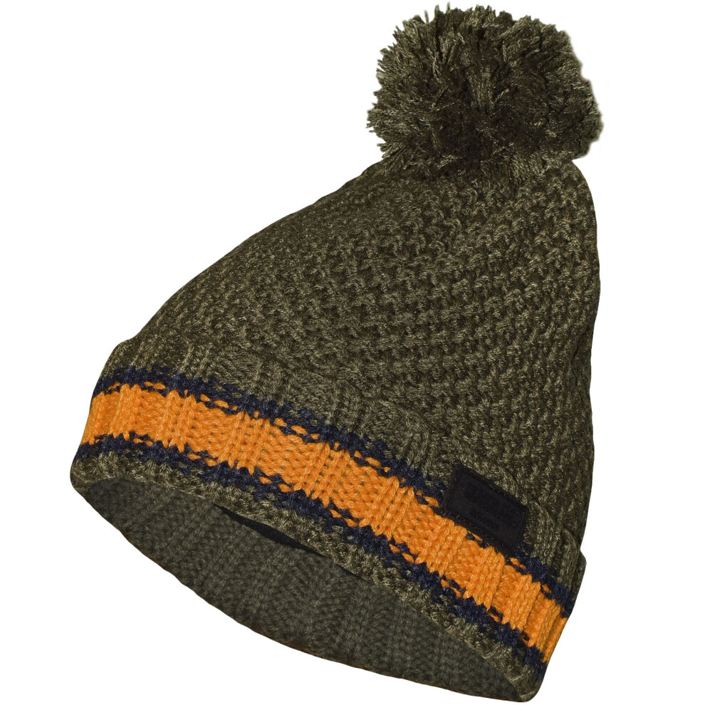 Regatta Boys Davin V Fleece Lined Pom Pom Beanie Hat - Green - Size 5-6Y - Image 3
