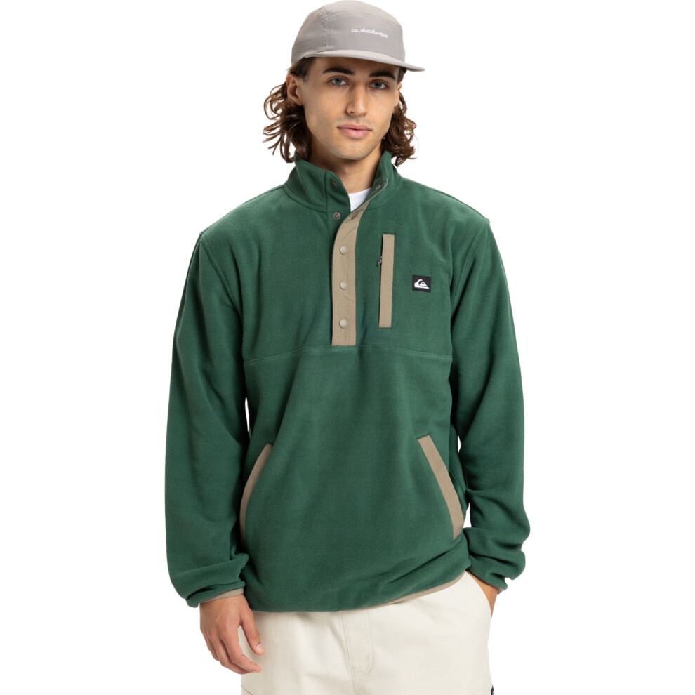 Quiksilver (Xl, Trekking Green) Mens No Destination Micro Half Zip Fleece