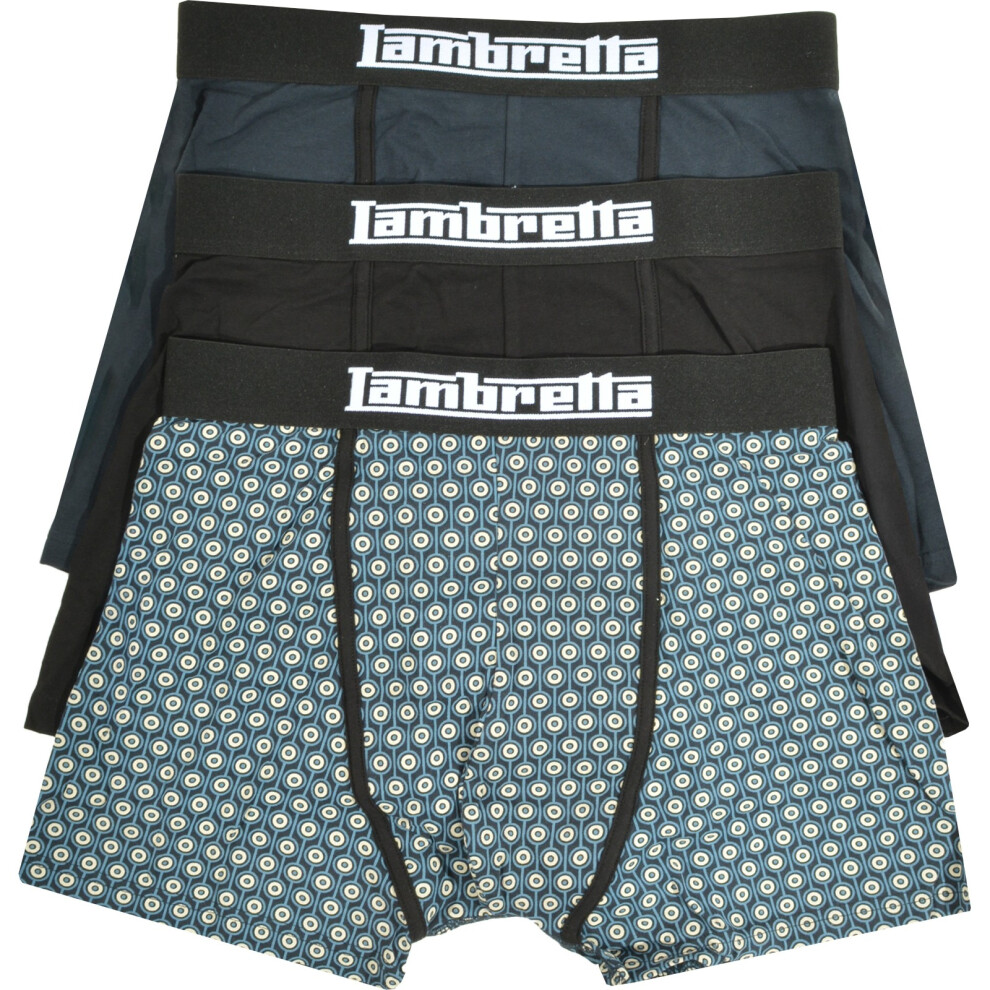 Lambretta (2Xl, Navy/Silver/Black) Mens Target 3 Pack Boxer Shorts