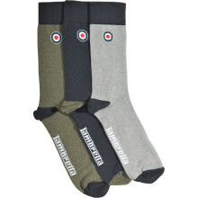 Lambretta Mens 3 Pack Crew Socks - Grey/Navy/Khaki - OS