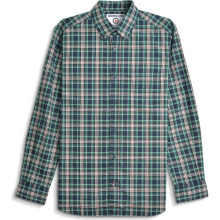 (L, Navy/Green/Red) Lambretta Mens Checked Long Sleeve Shirt