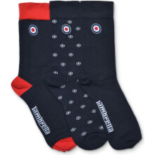 Lambretta Mens 3 Pack Target Crew Socks - Navy/Red/White - OS