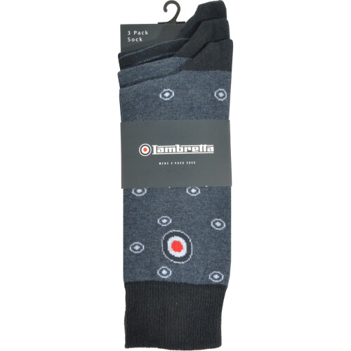 Lambretta Lambretta Mens 3 Pack Target Sock Crew Socks - Dark Blue - OS 1
