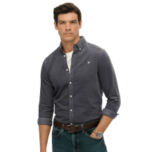 (S, Lauren Navy) Superdry Mens Classic Needle Cordaroy Long Sleeve Shirt