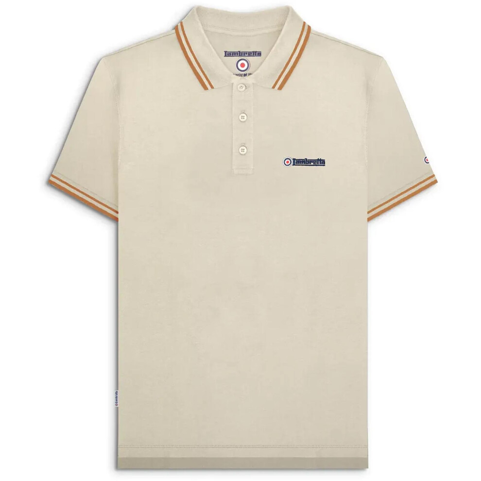 Lambretta (2Xl, Jetstream) Mens Twin Tipped Short Sleeve 3 Button Placket Cotton Polo Shirt Top