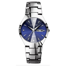 (Silver blue face men's model) Premium Unisex New Quartz Watch, Dual Day Date Calendar Waterproof Hot Selling Wrist Watch for Men Women