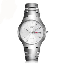 (Silver white face men's model) Premium Unisex New Quartz Watch, Dual Day Date Calendar Waterproof Hot Selling Wrist Watch for Men Women