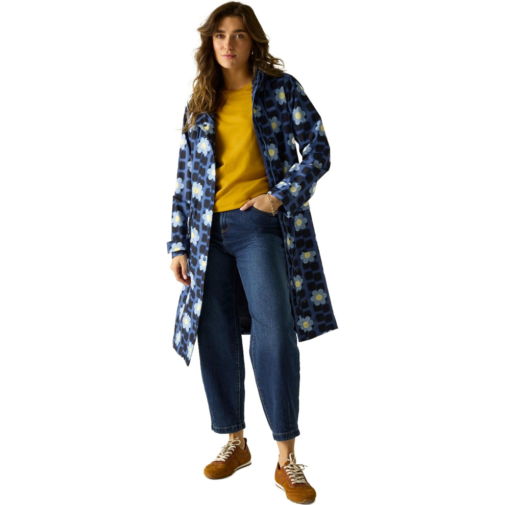 Regatta Womens Orla Longer Longline Waterproof Jacket - Mini Square Blue - 8 - Image 6