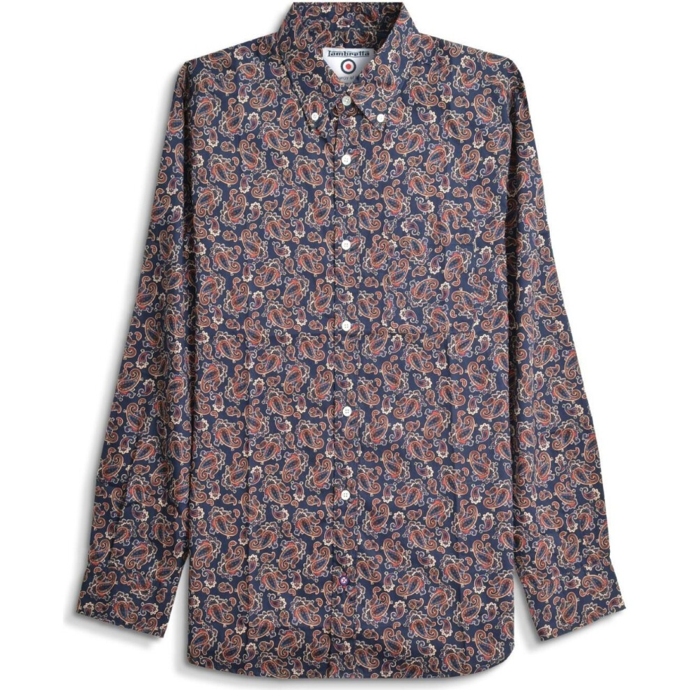Lambretta (3Xl, Navy) Mens Paisley Print Long Sleeve Shirt