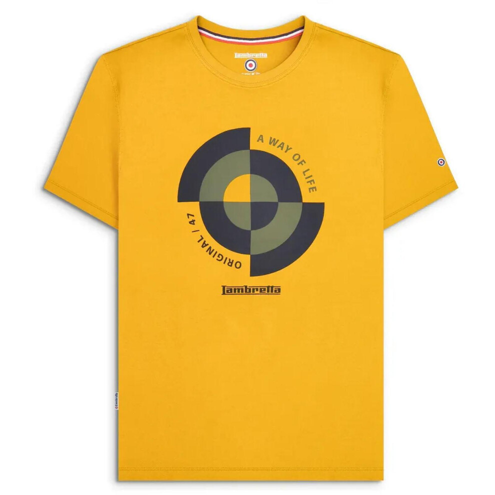 Lambretta (4Xl, Gold) Mens Target Quadrant Short Sleeve Cotton T-Shirt Graphic Top Tee