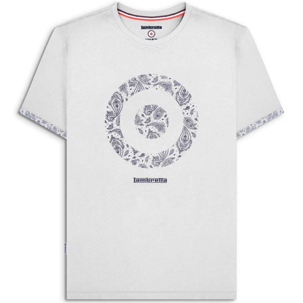 Lambretta (3Xl, White) Mens Paisley Target Short Sleeve T-Shirt