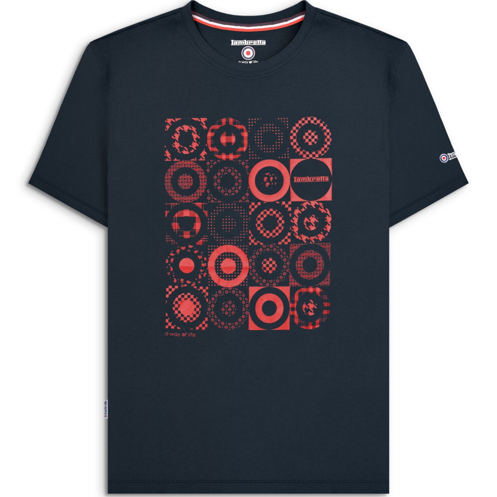 Lambretta (M, Navy) Mens Target Pattern Short Sleeve T-Shirt