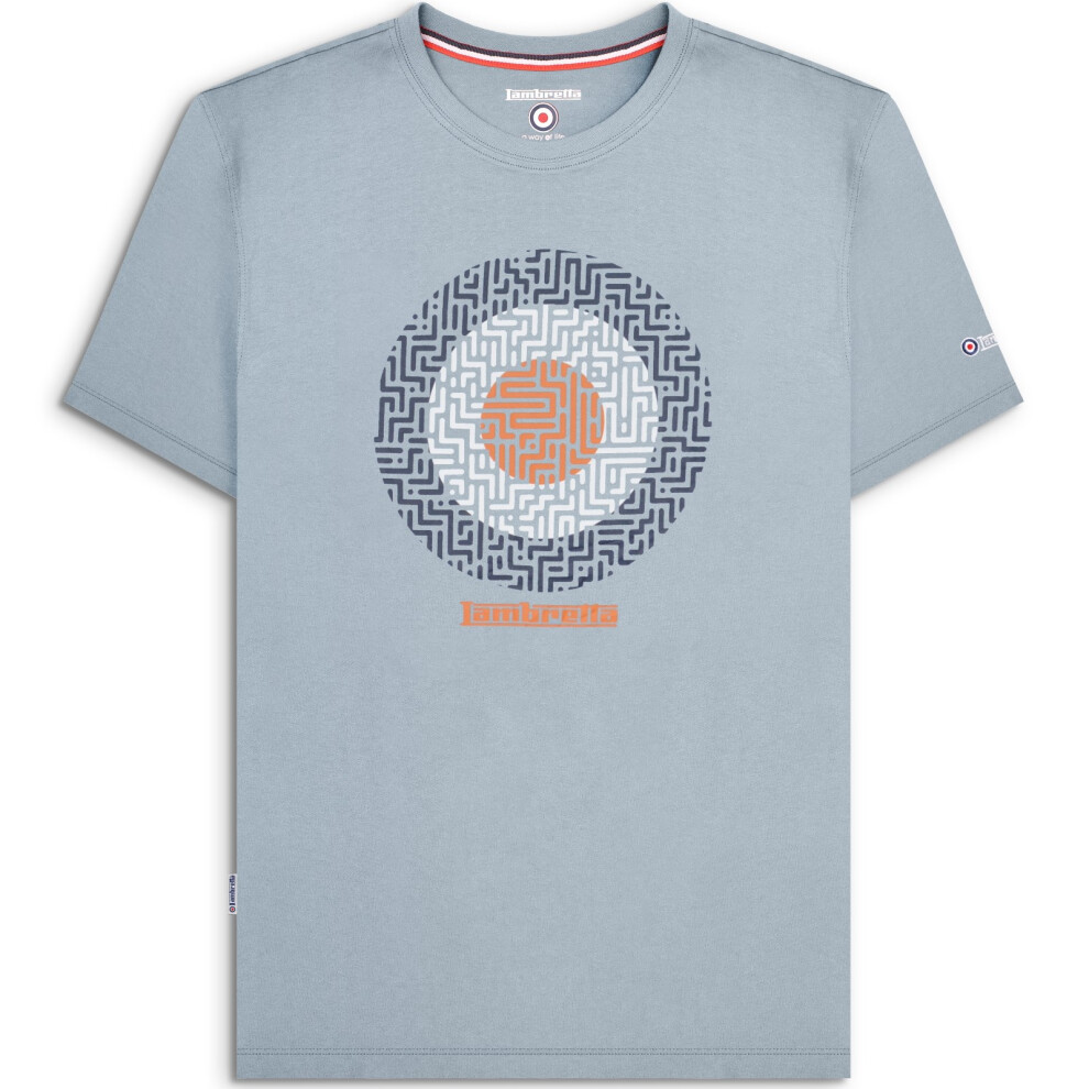 Lambretta (2Xl, Dusky Blue) Mens Geo Target Logo Short Sleeve Crew Neck Tee T-Shirt Top
