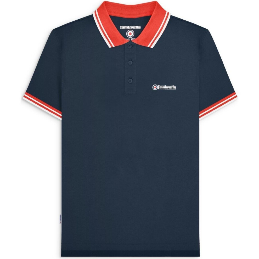 Lambretta (2Xl, Navy/Red) Mens Contrast Tip Short Sleeve Polo Shirt