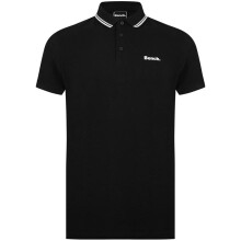 (S, Black) Bench Mens Gruff Short Sleeve Twin Tipped Polo Shirt